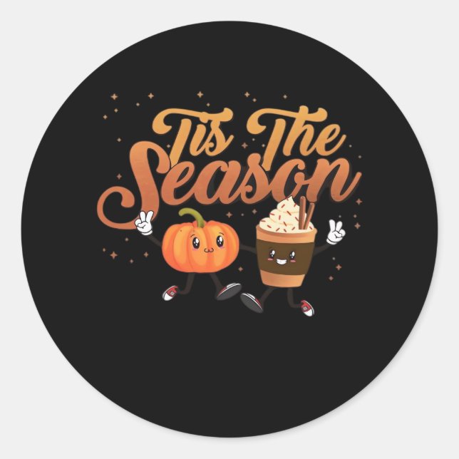 Retro Fall Tis The Season Classic Round Sticker (Front)