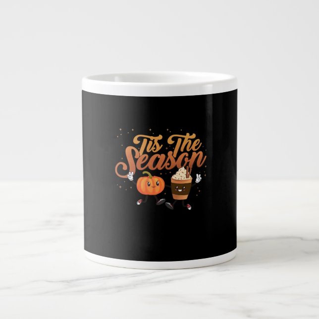 Retro Fall Tis The Season Large Coffee Mug (Front)
