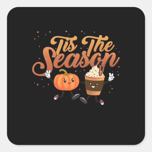 Retro Fall Tis The Season Square Sticker (Front)