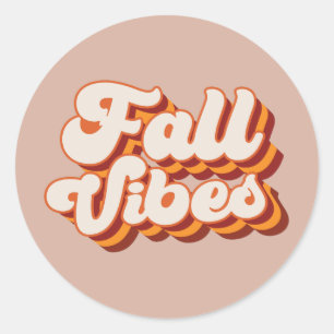 Retro Fall Vibes Classic Round Sticker