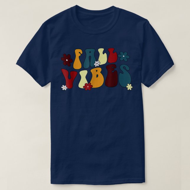 Retro Fall Vibes Happy Fall Yall Autumn Thanksgivi T-Shirt (Design Front)