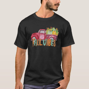 Retro Fall Vibes Pumpkin Truck  Autumn Thanksgivin T-Shirt