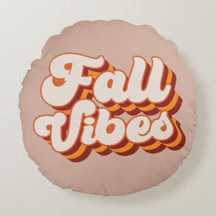 Retro Fall Vibes Round Pillow