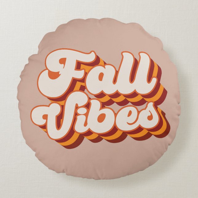 Retro Fall Vibes Round Pillow (Front)