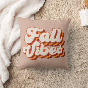 Retro Fall Vibes Throw Pillow