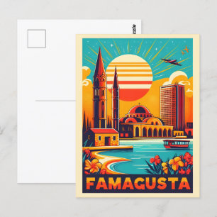 Retro Famagusta Beach Cyprus souvenirs and gifts Postcard