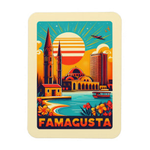Retro Famagusta Beach Cyprus souvenirs gifts Magnet