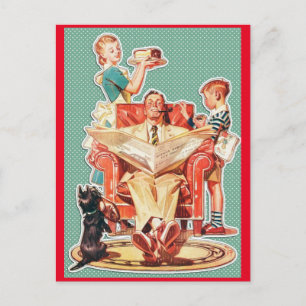 Retro Family 1950's postcard
