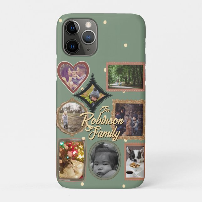 Retro Family 8 Photo Collage CUSTOM Case-Mate iPhone Case (Back)