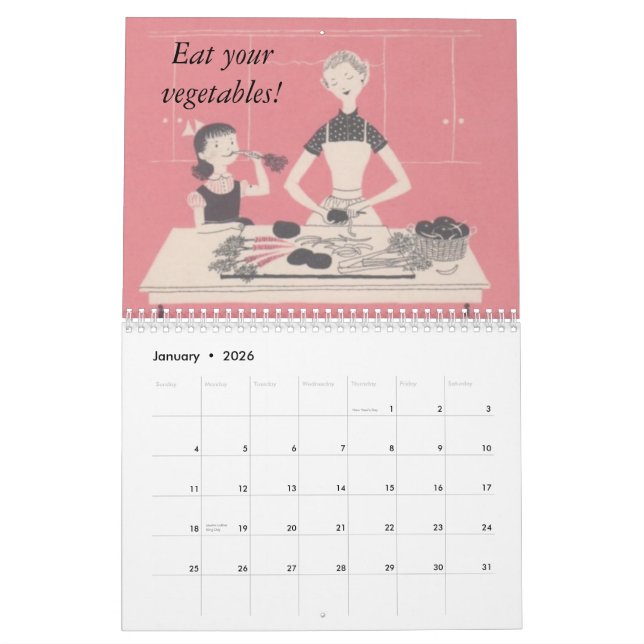 Retro Family Calendar (Jan 2026)