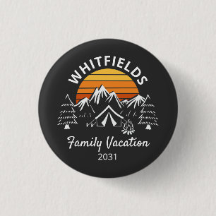 Retro Family Camping Vacation Custom Name 1 Inch Round Button