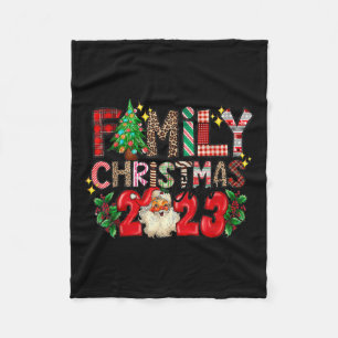 Retro Family Christmas Crew 2023 Matching Family  Fleece Blanket