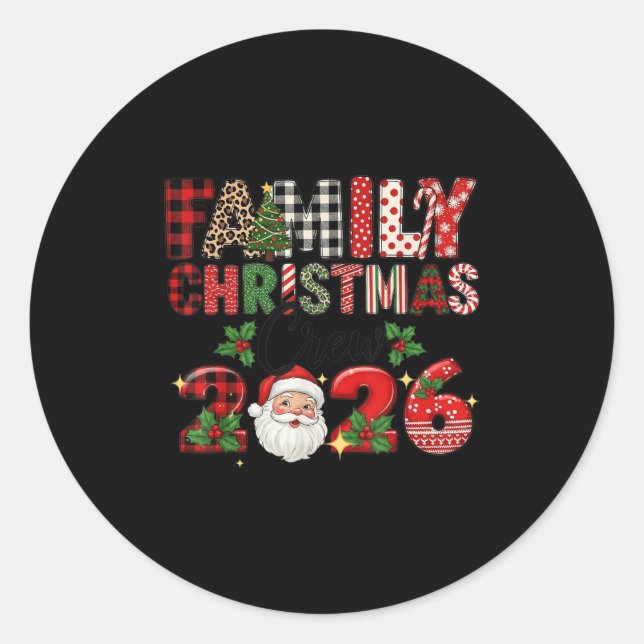 Retro Family Christmas Crew 2026 Squad Family Matc Classic Round Sticker (Front)