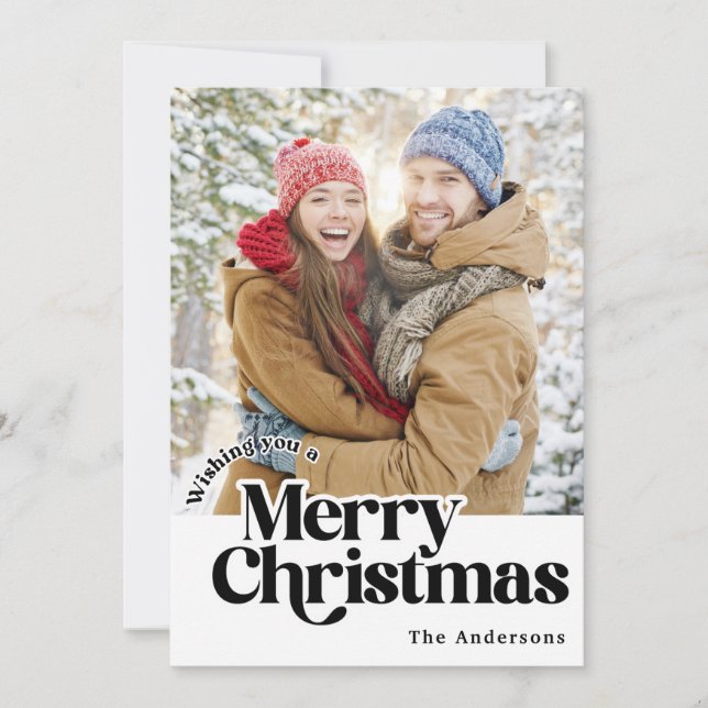 Retro Family Christmas Photo Card (Front)