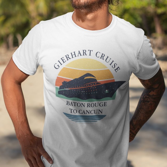 Retro Family Cruise Trip Personalized Matching T-Shirt (Custom Family Reunion Cruise Trip Mens White T-Shirt)