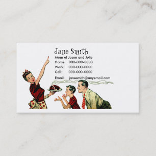Retro Family Meal Time Contact Card