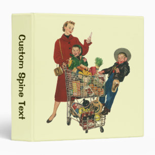 Retro Family, Mom and Kids Grocery Shopping Cart Binder