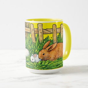 Retro Family of Bunny Rabbits Mug