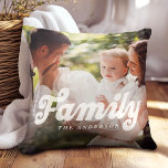 Retro Family Photo Throw Pillow<br><div class="desc">Celebrate timeless memories with our Retro Family Photo Throw Pillow,  featuring a vintage-inspired design with custom typography and a text overlay. Personalize it with two couple’s photos for an elegant keepsake,  perfect for weddings or anniversaries. It will also add a touch of retro charm to your home décor!</div>