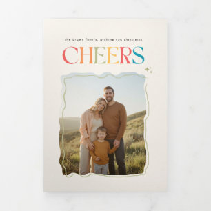 Retro Family Portrait Christmas Holiday Photo Tri-Fold Card