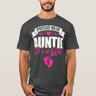 Retro Family Proud New Auntie It's A Girl Gender R T-Shirt