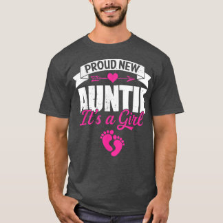 Retro Family Proud New Auntie It's A Girl Gender R T-Shirt