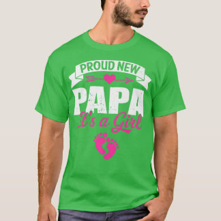 Retro Family Proud New Papa It's A Girl Gender Rev T-Shirt