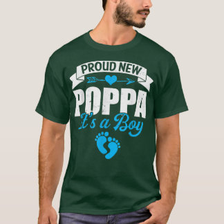 Retro Family Proud New Poppa It's A Boy Gender Rev T-Shirt