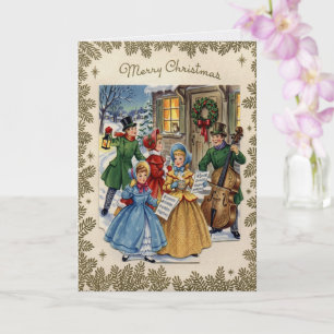 Retro Family Singing Carols Card