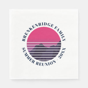 Retro Family Summer Reunion Mountains Paper Napkin