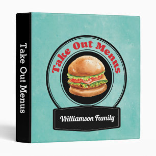 Retro Family Take Out Menu 3 Ring Bind Binder