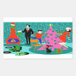 Retro Family Trimming Stickers Arbre de Noël