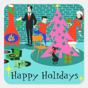 Retro Family Trimming Stickers Arbre de Noël