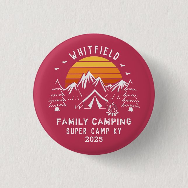 Retro Family Vacation Matching Camping 1 Inch Round Button (Front)