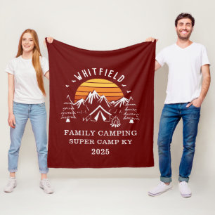 Retro Family Vacation Matching Camping Fleece Blanket
