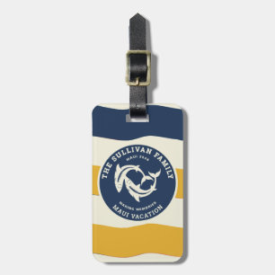 Retro Family Vacation Nautical Shark Badge Luggage Tag