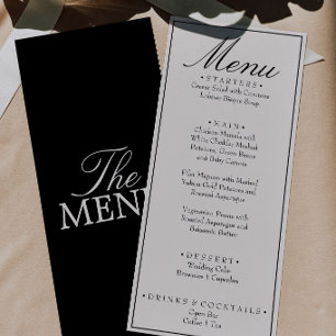 Retro Fancy Black Cream Old Money Wedding Menu