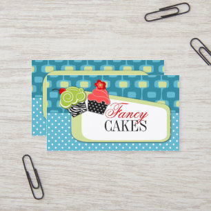 Retro Fancy Cupcake Bakery Business Cards