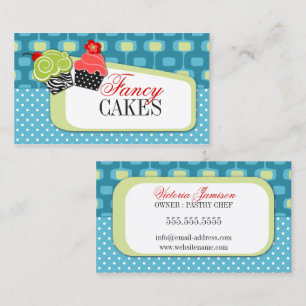 Retro Fancy Cupcake Bakery Business Cards