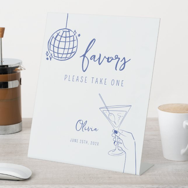 Retro fancy Hand drawn disco ball Favours Sign (In SItu)