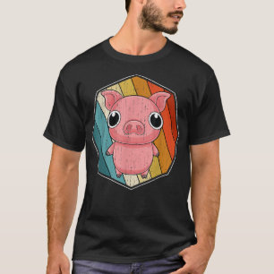 Retro Farm Animal Cute Piglet Pig  T-Shirt