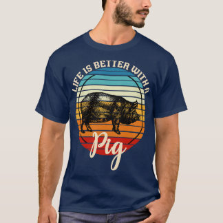 Retro Farm Animal Funny Farmer Pig T-Shirt