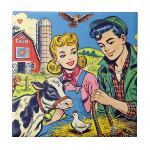 Retro Farm Comics Tile