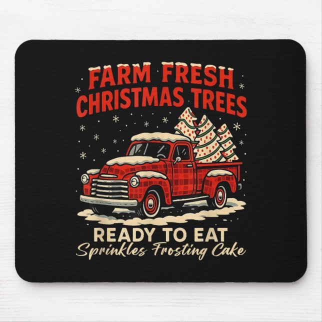Retro Farm Fresh Debbie Christmas Cake Red Truck H Mouse Pad (Front)