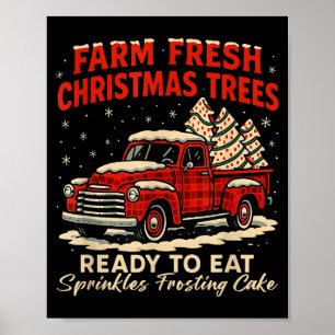 Retro Farm Fresh Debbie Christmas Cake Red Truck H Poster