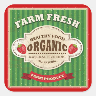 Retro Farm Fresh Poster Design Square Sticker