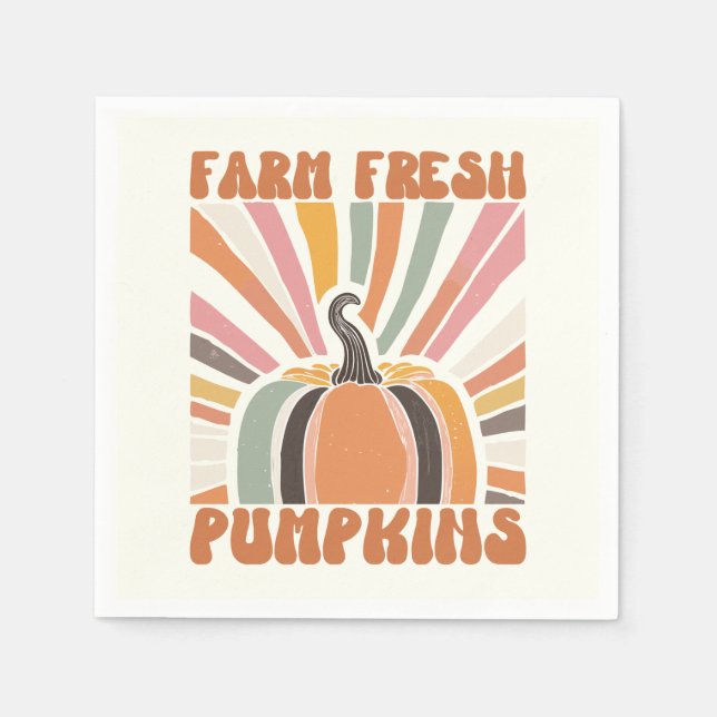 Retro Farm Fresh Pumpkins Napkin (Front)