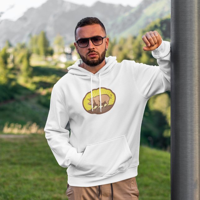 Retro Farm Pig with Sunburst  Hoodie (Creator Uploaded)