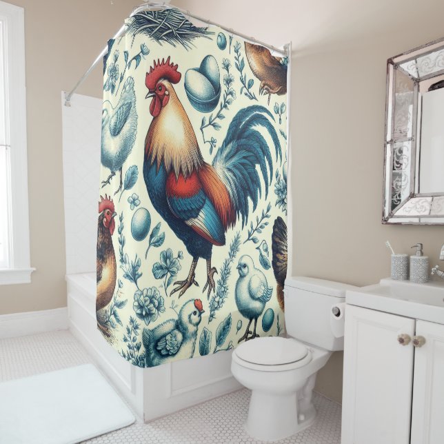 Retro Farm Rooster Pattern (In Situ)