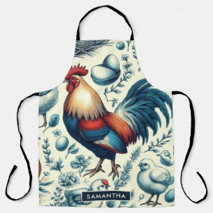 Retro Farm Rooster Pattern Apron